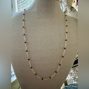Diluca Italian Designer Jewelry Gold Over Silver Black Spinel Beaded Necklace